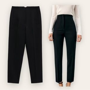 ZARA - High Waisted Darted Black Trouser Pant with Side Pockets